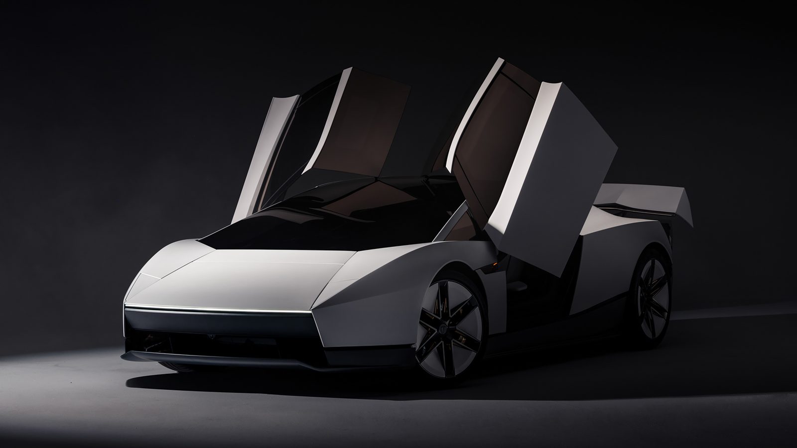 Tesla Roadster generasi baharu berwarna putih dengan kedua-dua pintu gunting terbuka